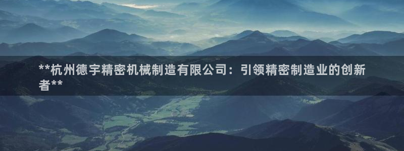 彩神vi争霸官网：**杭州德宇精密机械制造有限公司：引领精密制造业的创新
者**
