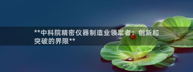 彩神8最新版下载：**中科院精密仪器制造业领军者：创新和
突破的界限**